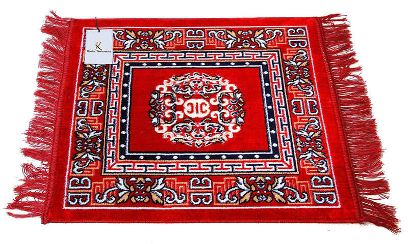 Kuber Industries 3 Pieces Velvet Prayer Mat/Aasan/Pooja Mat/Meditation Rectangular Shape Mat/Multipurpose Velvet Rug Mat 2 Ft X 2 Ft (Brown & Royal Blue & Red) Ctktc33958