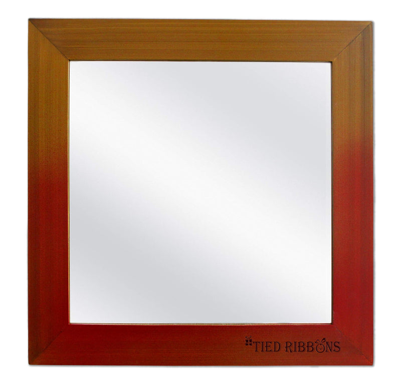 TIED RIBBONS Wood Decorative Wall Mirror (37.5 x 37.5 cm, Multicolour)