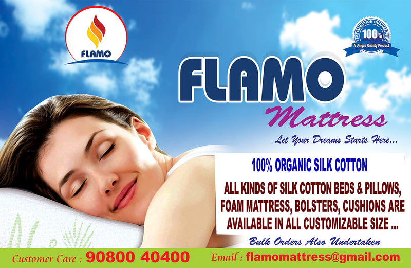 Flamo Mattress Organic Kapok Silk Cotton Ilavam Panju Double Cot Mattress (6 x 4 ft / 72 x 48 x 4 inch),Multicolour.