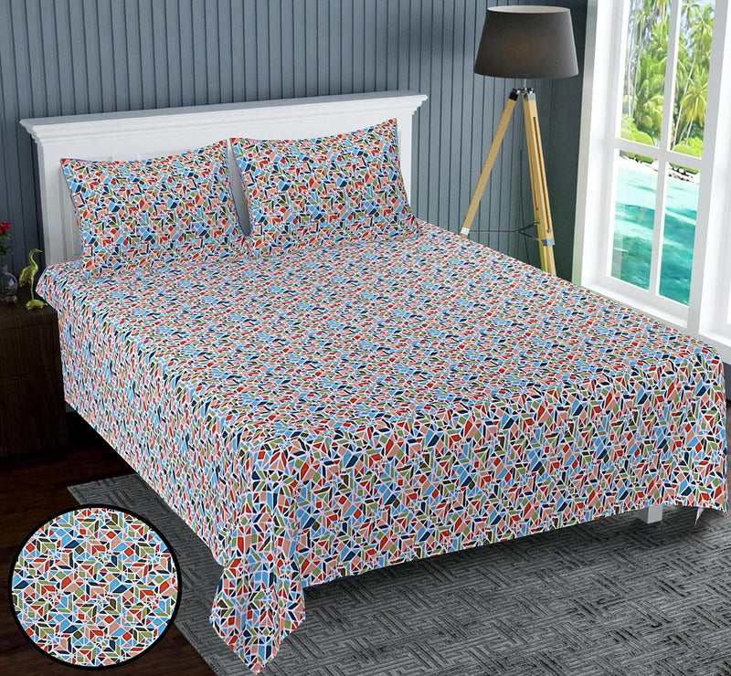 Kuber Industries Double Bedsheet(228 * 254 cm)|Cotton 120 TC Luxury Printed Soft & Lightweight Bedsheet for Double Bed with 2 Pillow Covers (Multicolor)