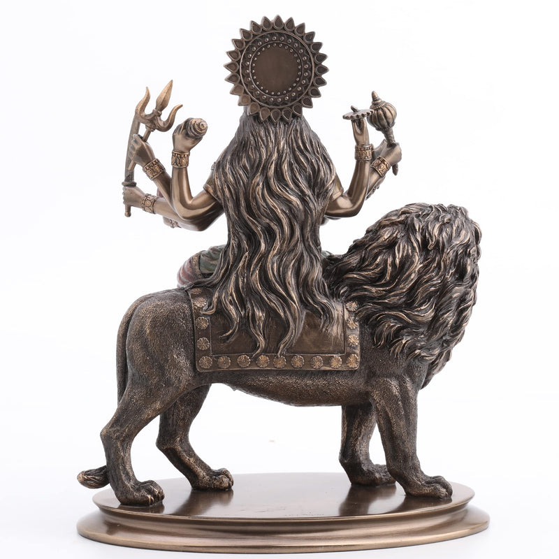 VERONESE Durga Riding on Lion Statue Sculpture - Divine Mother Hindu Goddess