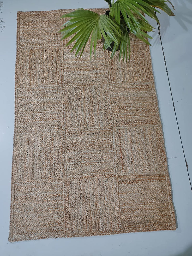 HOMDECLOYAL Jute Braided Natural Rectangular Rug Hand Woven & Reversible For Living Room Kitchen Entryway Rug, Jute Burlap Braided Rug, Farmhouse Rag Rug, Rustic Rug (Jute012, 3 Ft X 5 Ft-Rug/Carpet)