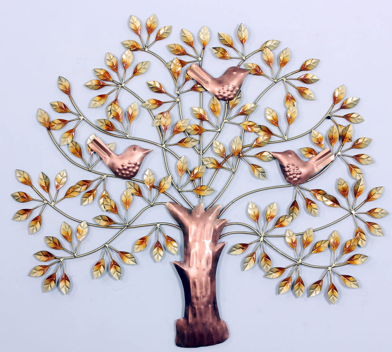 AntarYuga La Pared Metal Root Tree with Birds Decorative Wall Art/Sculpture for Home Living Room/Bedroom/Office - 82x4x73 Cm