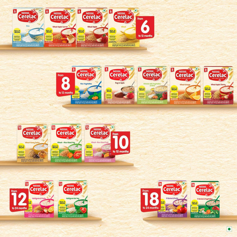 CERELAC Baby Cereal with Milk, Rice Vegetables , From 8 to 24 Months ,Stage 2, Source of Iron & Protein , Bag-In-Box Pack 300g