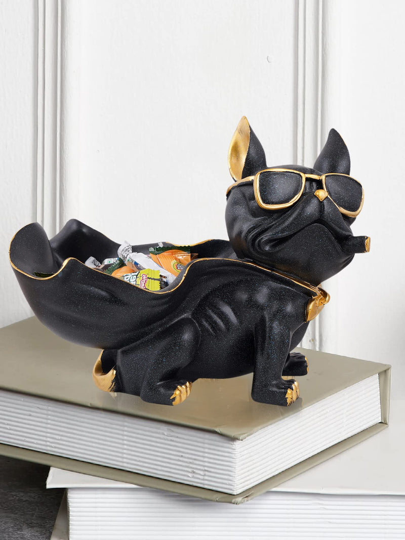 zart Dog Showpiece for Home Decor showpiece (7.5 inch)(Resin, Black)