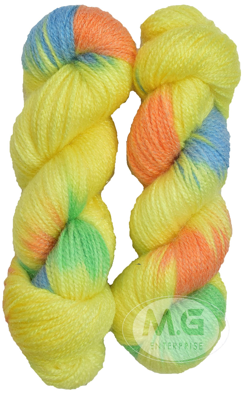 Ganga Lemon (200 gm) Wool Hank Hand Knitting Wool/Art Craft Soft Fingering Crochet Hook Yarn, Needle Knitting Yarn Thread dye SM-DTE