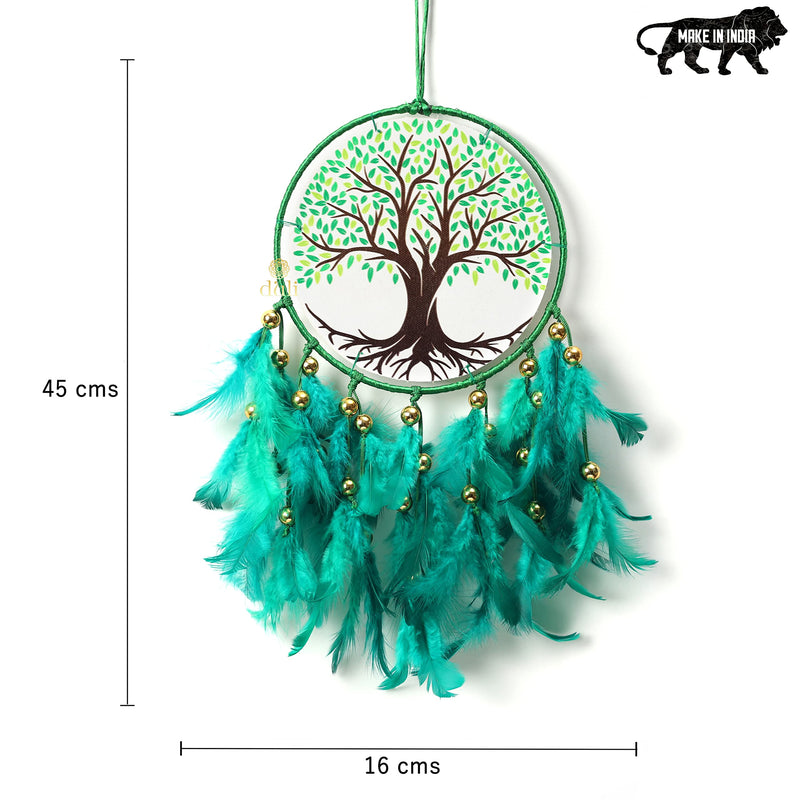 DULI Dream Catcher Handmade Tree of Life Canvas Dreamcatcher for Bedrooms Office Balcony Outdoors Garden Car Hanging, 49cm, Dreamkacher (CanvasTreeofLifeMediumDC-Green)