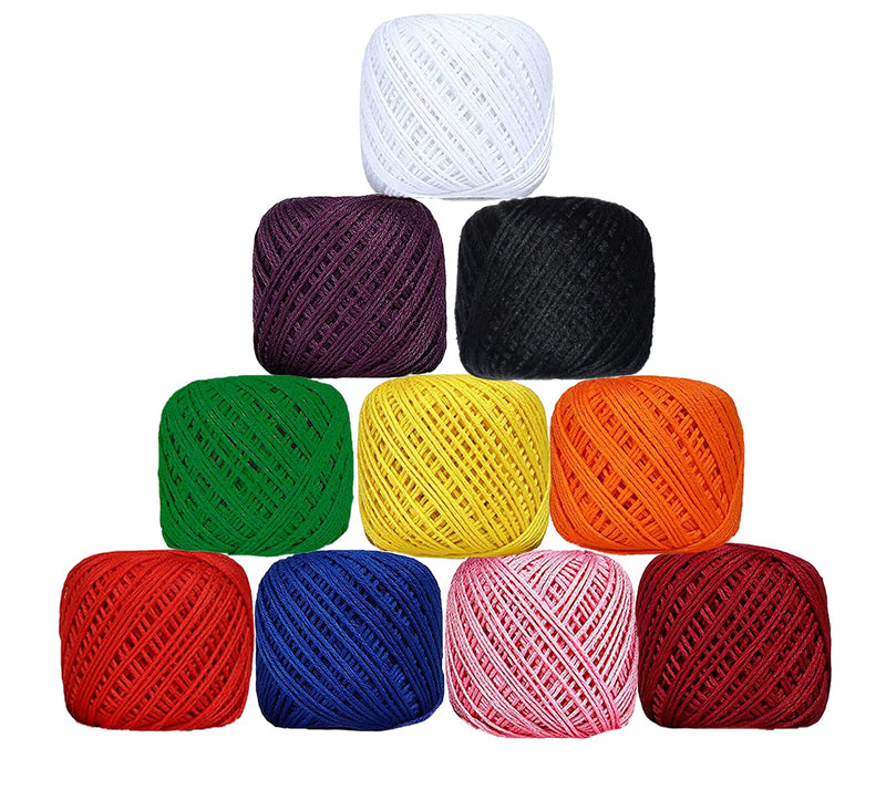 CrochetThreads Crochet Thread Set of 10 Balls, Thick Cotton Crochet Thread Yarn for Crocheting,Knitting,Weaving,Embroidery and Making Craft,top,Dress,Bags,Shrugs,Hat,Earrings,Bra,Toys,DIY Projects