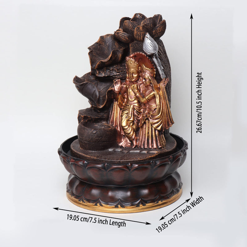 SPLICE Krishna Ji and Radha Ji Water Fountain Showpiece for Home Decor Decoration and Gift Gifting Items