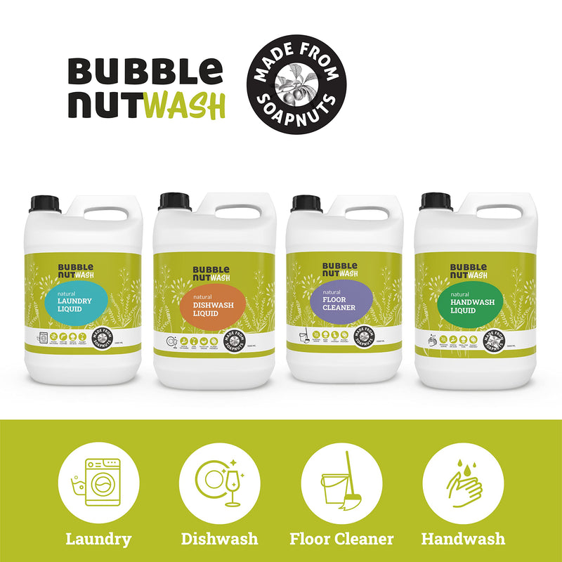 BubbleNut Wash Laundry Detergent Liquid (5 Litres)-All Natural, Organic, Baby safe, Pet friendly, Herbal - Soap nuts based ( 5 Lits) , Sensitive Skin, Hypoallergenic, Ecofriendly, Biodegradable