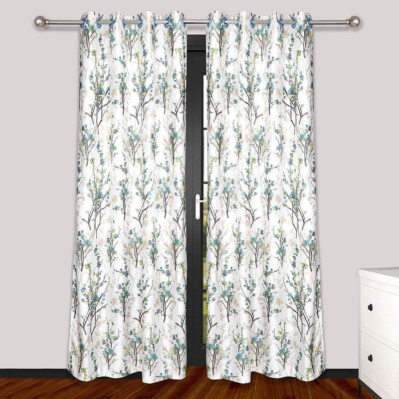 Ultica Fab Solid 8Ft Curtain Drapes for Door Set of 2 | Polyester and Polyester Blend Panels for Home Office | Eyelet Grommet Curtains for Living Room Kitchen Hall, 4 x 8 Feet, Aqua Patti