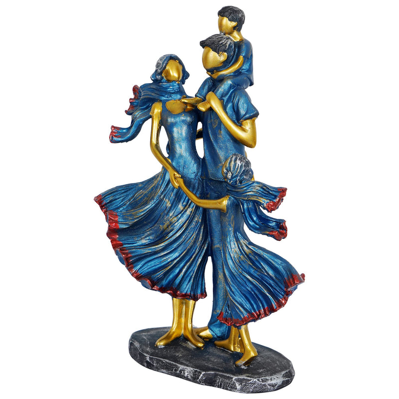 ZART Family Showpiece for Home Decor,Blue (11 inch), Resin