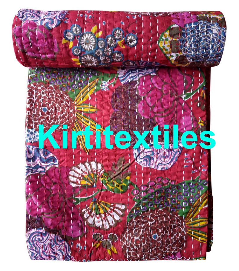 Kirti Textile and Handicraft Cotton 60 TC Throw Bedsheet (Twin, Multicolour)