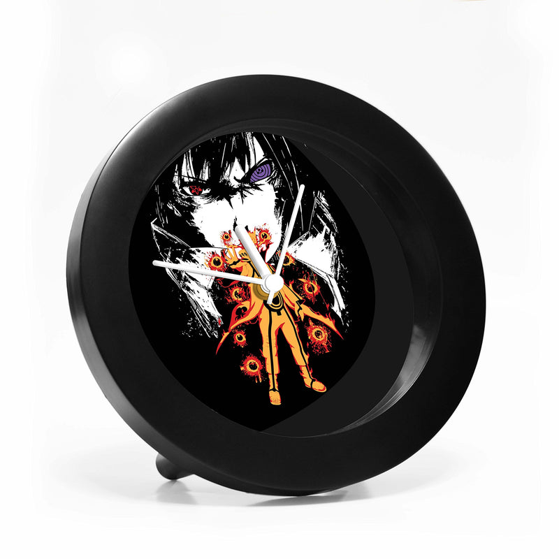 MCSID RAZZ Plastic Naruto vs Sasuke Table Clock (Multicolour, Length 16.5 cm, Width 16.5 cm and Height 4 cm, India)