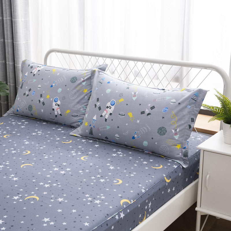 Brandream Kids Bedding Sets King Size Boys Cotton Bed Sheets Set Deep Pockets Space Galaxy Bedroom Sheets Sets of 4