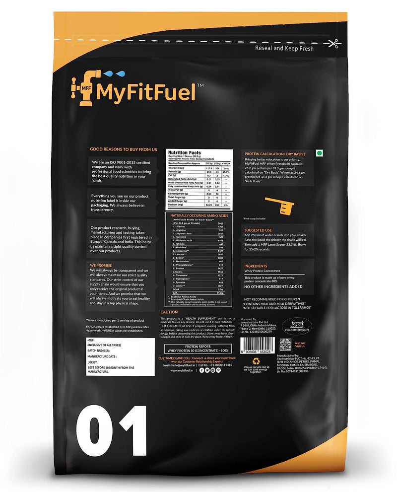 MyFitFuel Calcium Caseinate 90, Slow Release Casein Protein | 2.7 Kg, 84 Servings (Swiss Vanilla)