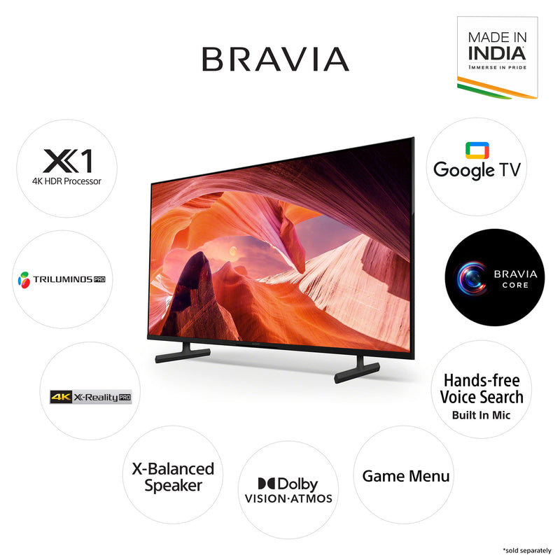 Sony Bravia 126 cm (50 inches) 4K Ultra HD Smart LED Google TV KD-50X80L (Black)
