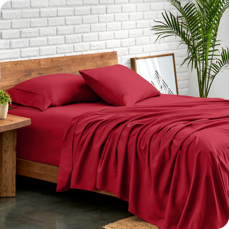 Bare Home Full Sheet Set - Luxury 1800 Ultra-Soft Microfiber Full Bed Sheets - Double Brushed - Deep Pockets - Easy Fit - 4 Piece Set - Bedding Sheets & Pillowcases (Full, Red)