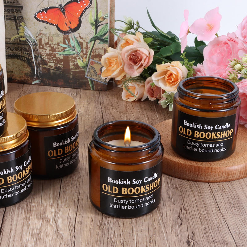 6 PCS Book Lover Gifts for Women Bookish Gifts for Women Old Bookshop Candle Gifts Bulk Book Lovers Soy Candle Gifts Thank You Gifts Librarian Reading