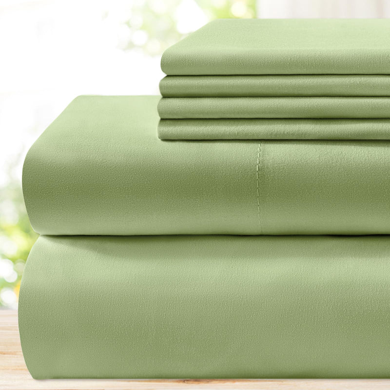 BYSURE Hotel Luxury Bed Sheets Set 6 Piece(Queen, Sage Green) - Super Soft 1800 Thread Count 100% Microfiber Sheets with Deep Pockets, Wrinkle & Fade Resistant