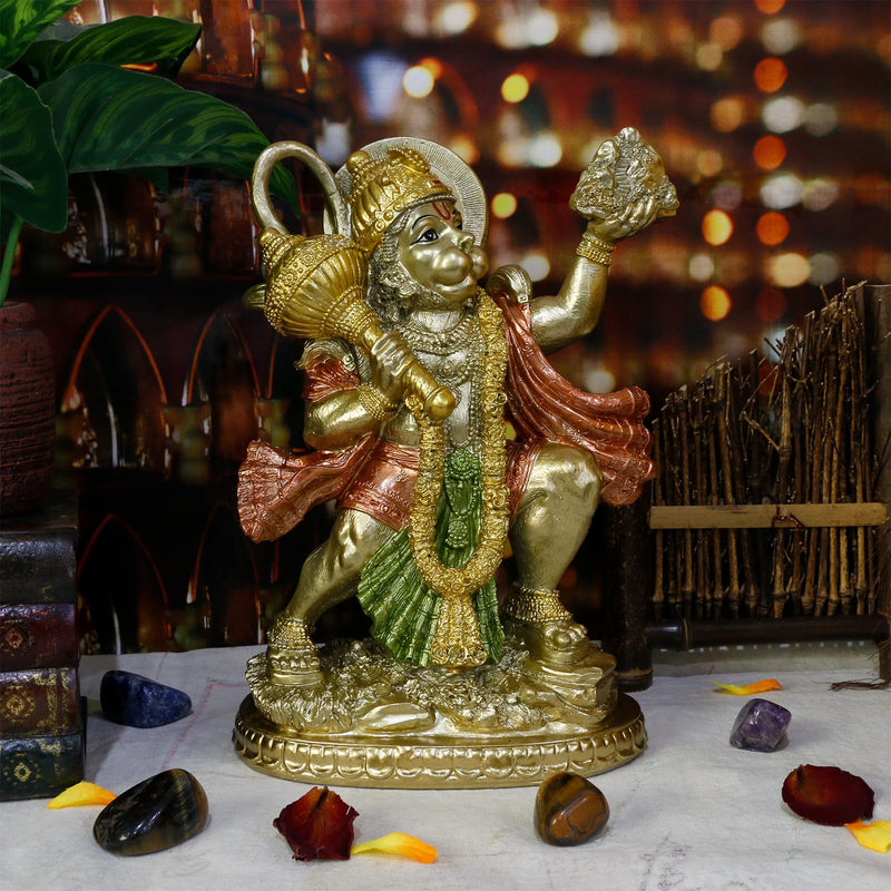 alikiki Hindu God Flying Hanuman Statue - India Idol Murti Pooja Sculpture Home Temple Mandir Pooja Decor Yoga Meditation Room Altar Puja Item Spirtitual Gifts