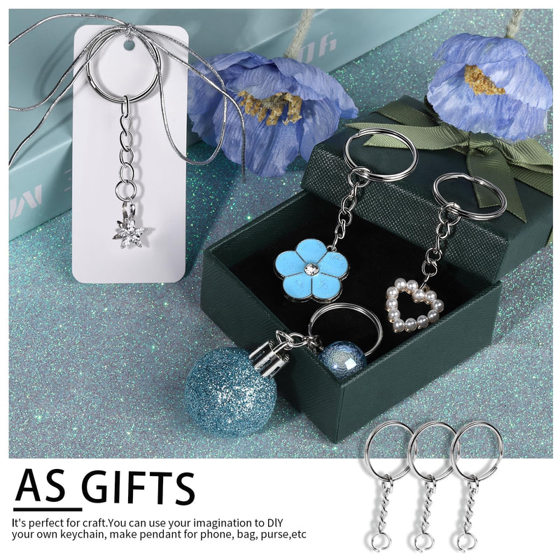 Teenitor Metal Split Keychain Ring Parts - 60 Key Chains 25mm with 26mm chains and 60pcs Open Jump Ring for Craft Key Ring