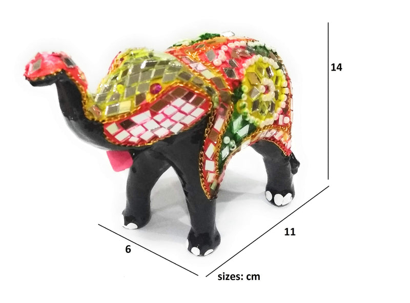 Amar lifestyle and accessories. Paper Mache Clay Lak Glittering Combo Rajasthani Beautifully Designed Elephant Showpiece Home Decor Item (14 x 11 x 6 cm, Multicolour)