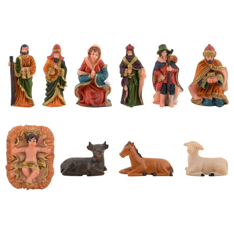 APSAMBR Marble Crib Nativity Figurine Assembled Set (Brown, Medium) Pack of 9