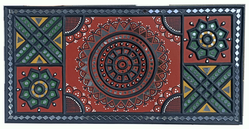 SHAKTI KUTCHI MUD & MIRROR CRAFTS Clay Wall Frame (31 cm x 61 cm x 2 cm, SKMMCWF 12X24 010)