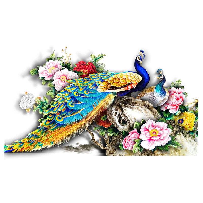 Sticker Yard 'Peacock Birds Nature' Vinyl Wall Sticker for Living Room/Bedroom/Office and All Decorative Wall Stickers 71X40 CM