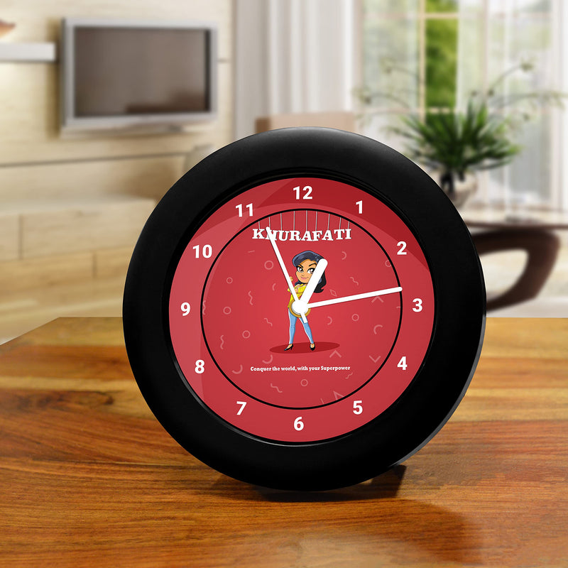 MC SID RAZZ - Khurafati - design table clock | Desk Clock for Home and Office, funny quotes clock gift for best friends