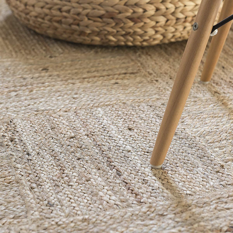 HOMDECLOYAL Jute Braided Natural Rectangular Rug Hand Woven & Reversible For Living Room Kitchen Entryway Rug, Jute Burlap Braided Rug, Farmhouse Rag Rug, Rustic Rug (Jute012, 3 Ft X 5 Ft-Rug/Carpet)