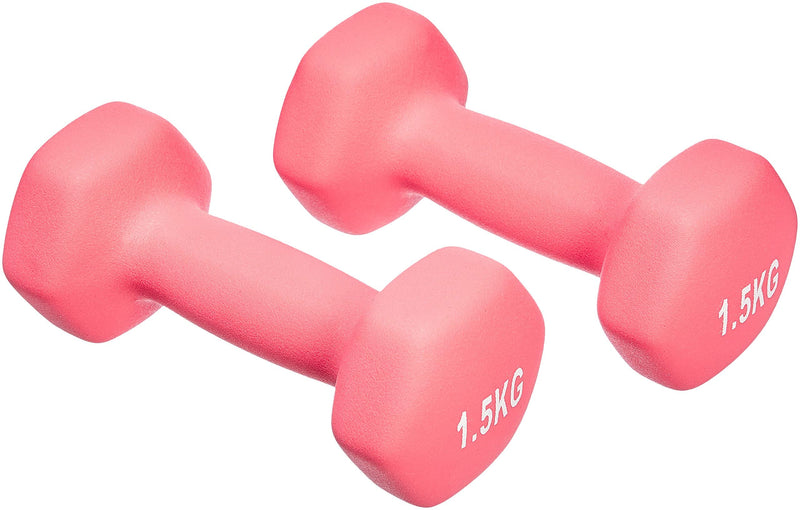 amazon basics Neoprene Dumbbell Pair, 2 x 1.5Kg(Pink)