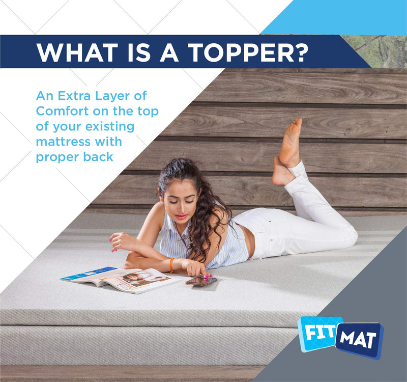 FITMAT Cool Gel Orthopedic Support Memory Foam Mattress Topper (Blue, 60" X 75" X 2")