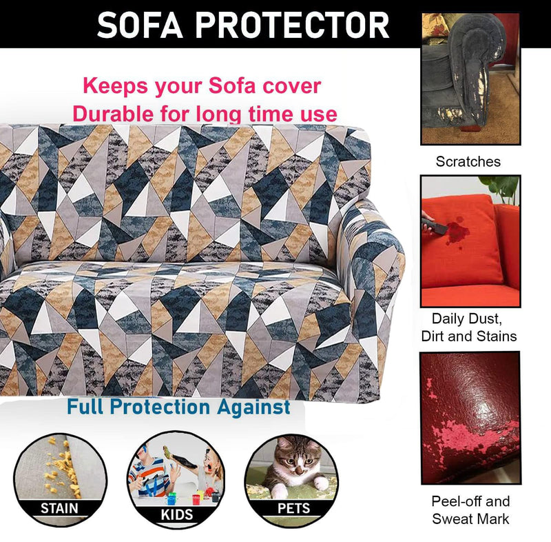 Gifts Island® Sofa Cover 3 Seater and 2 Seater Fully Covered Universal 5 Seater Sofa Cover Non-Slip Sticky Elastic Stretchable Sofa Set Slipcover Protector for (3+1+1 Seater), Antique Prism