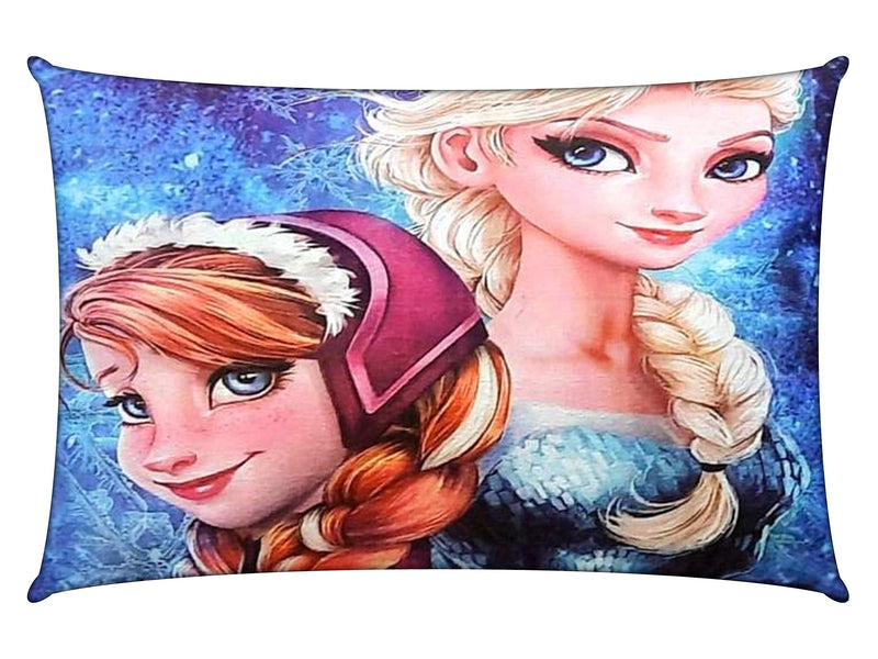 PartyStuff Microfiber Frozen Princess Kids Cartoon Printed Cover Pillow (Blue, 12x18, Microfiber)