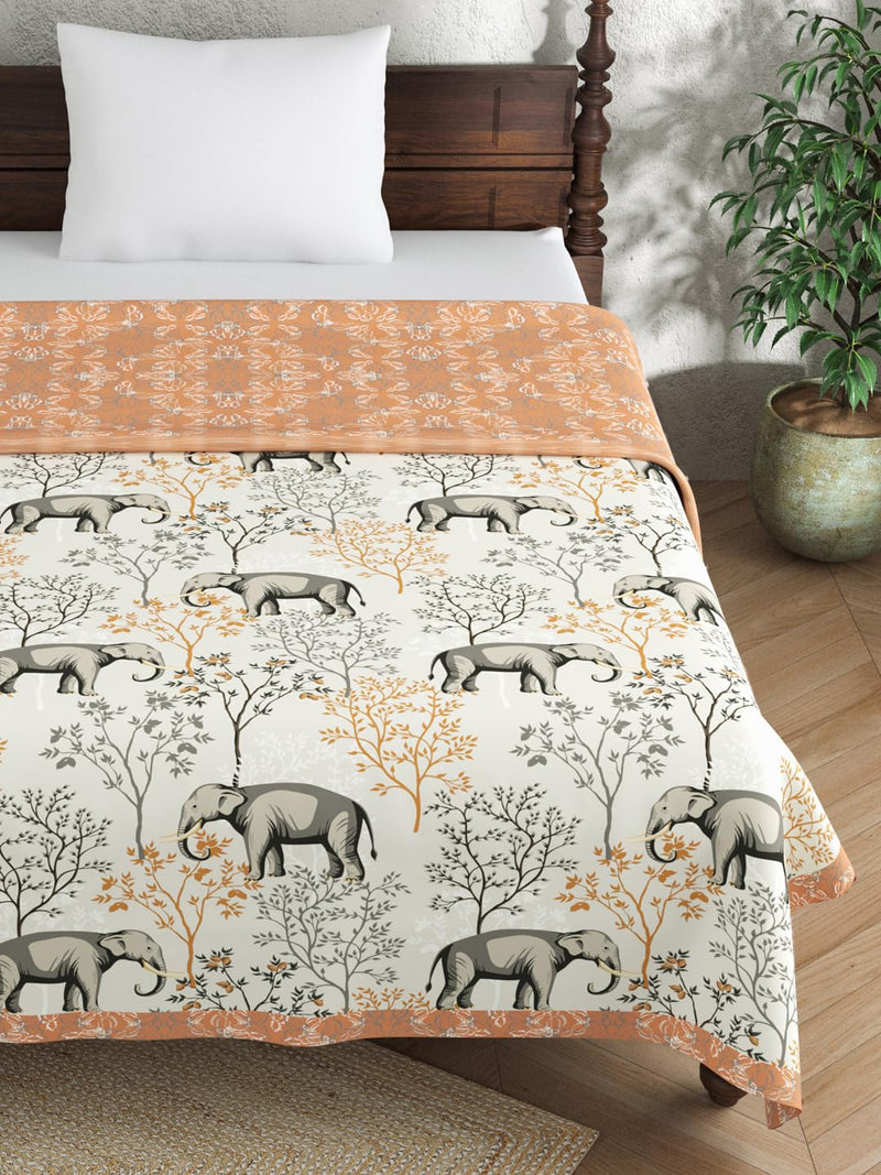 EVER HOME Digital Print Reversible AC Dohar Single Bed Cotton for Summer 120 GSM, Mild Winter Blanket, Grey & Brown 59 x 88 inches