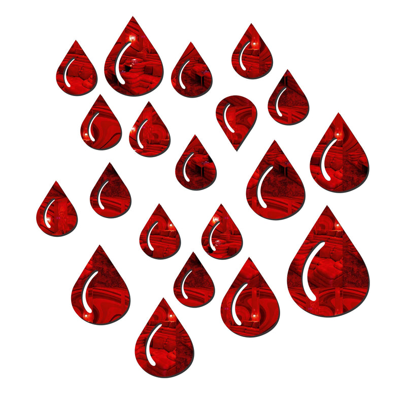 Sticker Hub Droplets Acrylic 3D Mirror Wall Sticker (Red) MR167