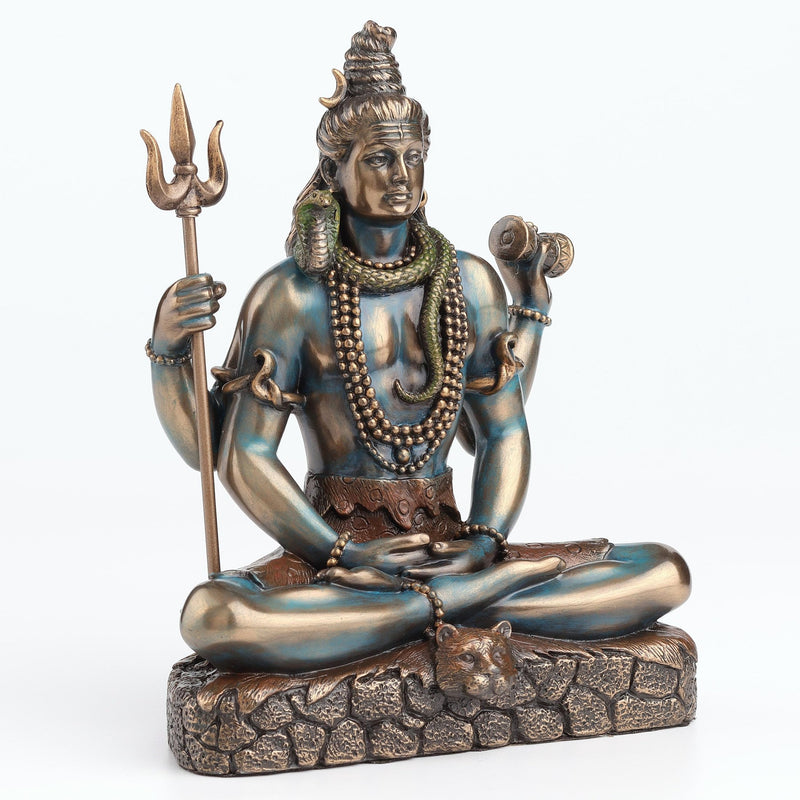 Veronese Design Lord Shiva in Lotus Pose Statue Sculpture - Hindu God and Destroyer of Evil Figure 6.2" Tall