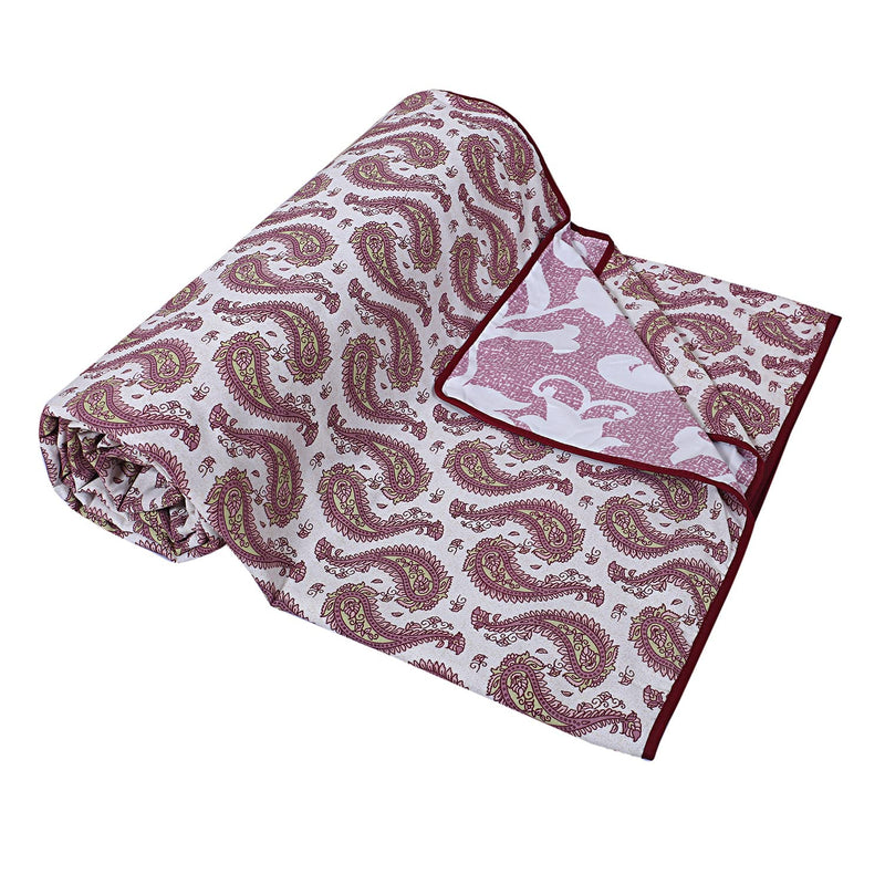 Kuber Industries Lightweight Carry Design Cotton Reversible Double Bed Dohar|AC Blanket for Home & Travelling (Pink)