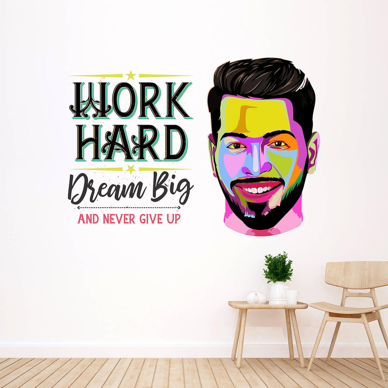 iberry's Inspirational Motivational Quotes Wall Sticker, Dream Big and Never give up- 59 x 42 cm Hardik Pandya Wall Stickers for Study- Office-10