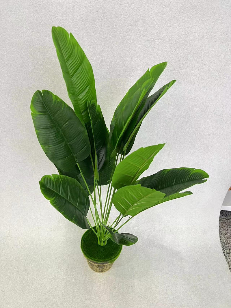 Aatwik Polyester Faux Banana Leaves Plant With 18 Leaves | Artificial Banana Tree Leaves With Stems | Leaves For Home Decor(Green), Artificial Plant