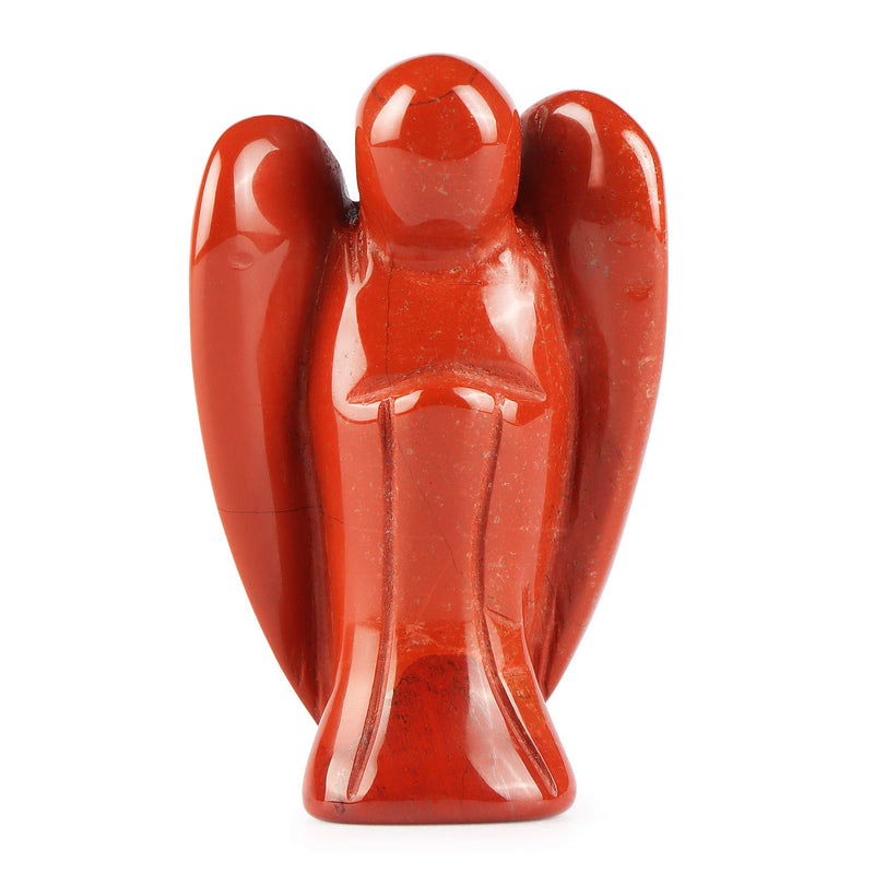 Artistone 2.0" Angel Stones, Angel Healing Crystal Hand-Carved Gemstone Crystal Figurine Statue Guardian Pocket Angel with Gift Box (Red Jasper)