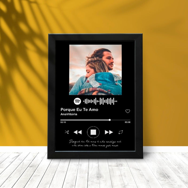 KNICKS AND KNACKS Personalized Music Frame in Black | Scannable Spotify Song Link QR Code With Your Photo and Message | Size 9.5 x 13.5 IN (Set of 1) | Gifting Purpose