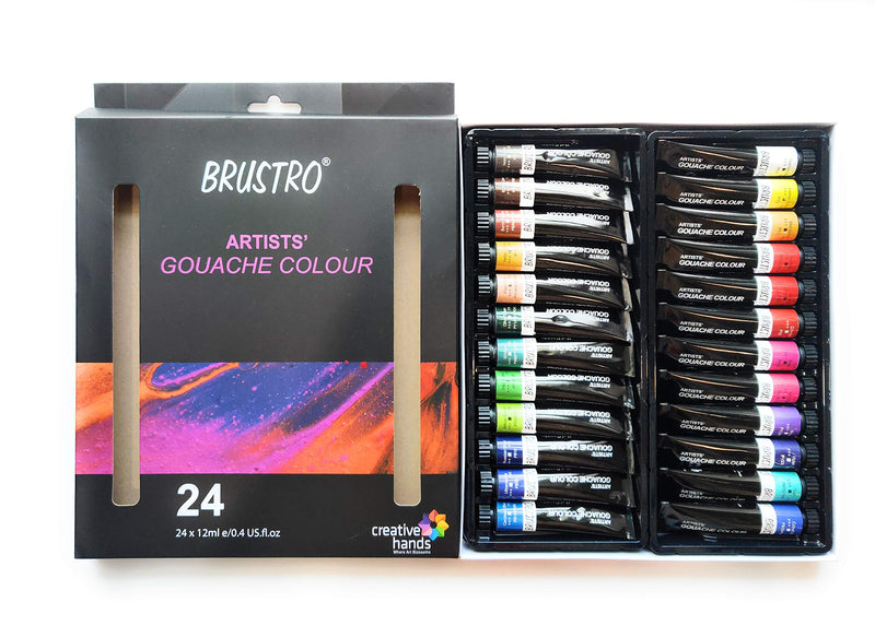 BRUSTRO Artists Gouache Colour Set of 24 Colours X 12ML Tubes