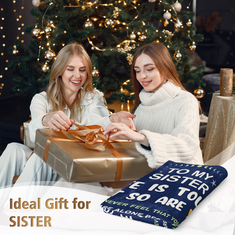 Niyewsor Sister Gifts Blanket, Sister Birthday Gifts, Sister Gifts from Sister, Gifts for Sister on Mothers Day, Christmas, Sisters Day Gifts, to My Sister Blanket, 60" x 50" (Navy Blue)