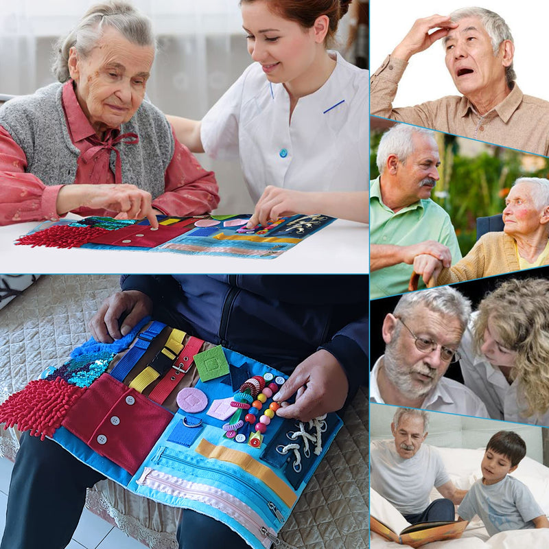 Fidget Blanket for Elderly, Dementia Alzheimers Products, Sensory Blanket Memory Loss Fidget Toys, Autistic Activities Pad, Anxiety Relief Improves Mental Stimulation