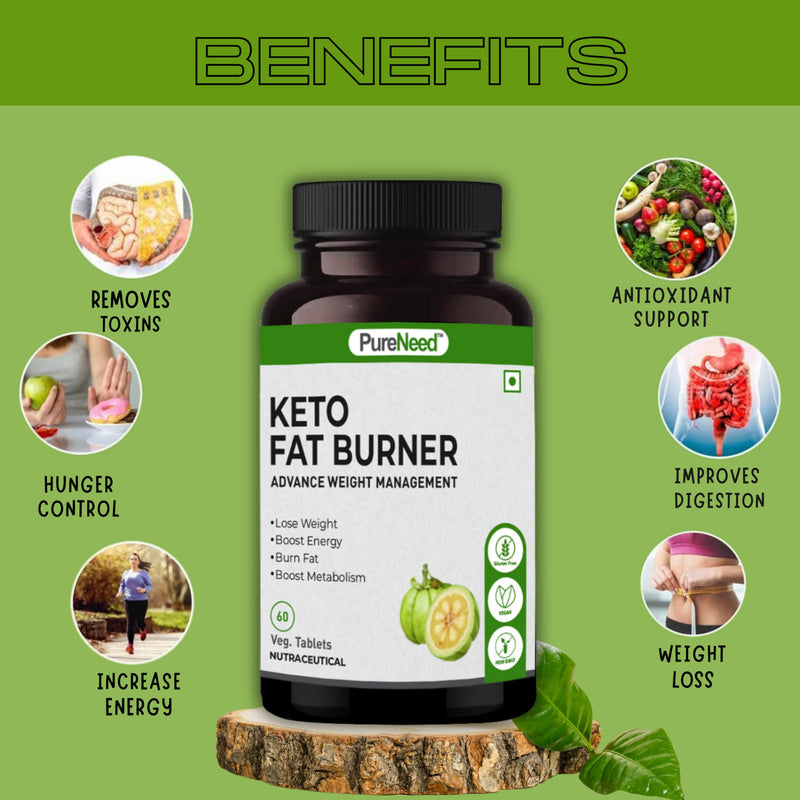 PureNeed Keto Fat Burner for Men & Women 1000mg | Weight Loss Supplement with Garcinia Cambogia, Green Coffee Beans, Green Tea Extract - 60 Tablets