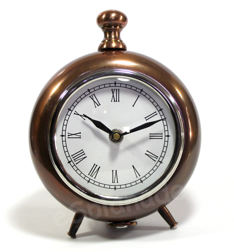 ESPLANADE European Style Vintage Analog Clock Table Desk Shelf Clock - Metal - Copper Finish - 7" Inches