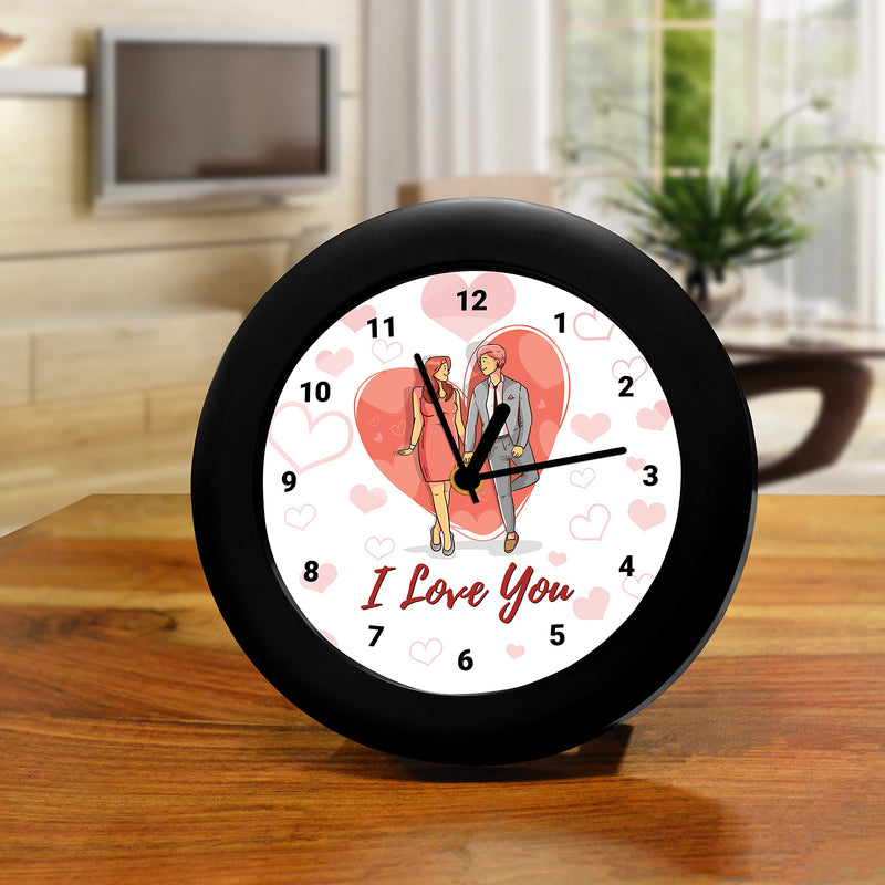 MC SID RAZZ -I love You (Valentines heart) White - design table clock | Desk Clock for Home and Office,Best gift for friends